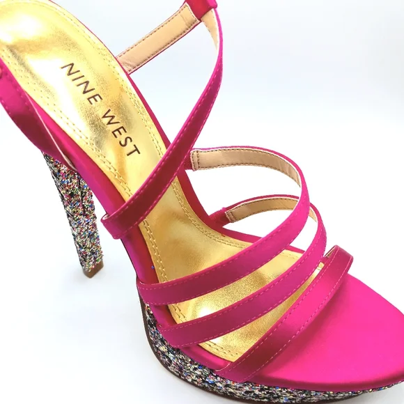 New Pink Nine West Strappy Stilettos Size 8 - Picture 6 of 6